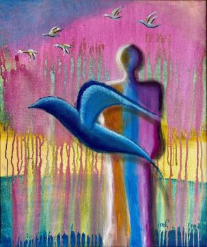 Mavrično bitje (Akril-platno - 2022) Marcela Kopitar